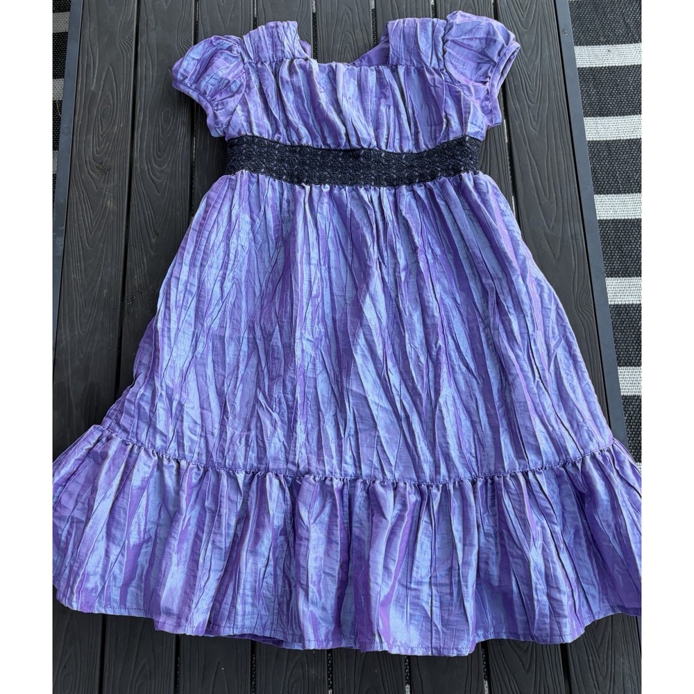 Hanna Anderson Girls Purple Metallic Dress Size 110 (5)